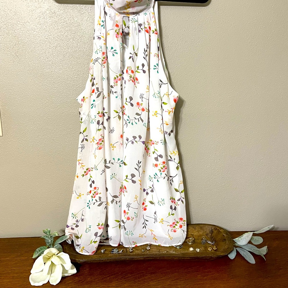 Chiffon Tie Neck Sleeveless Blouse